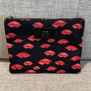 Wouf small black/Red Lips zip pouch cosmetic pouch